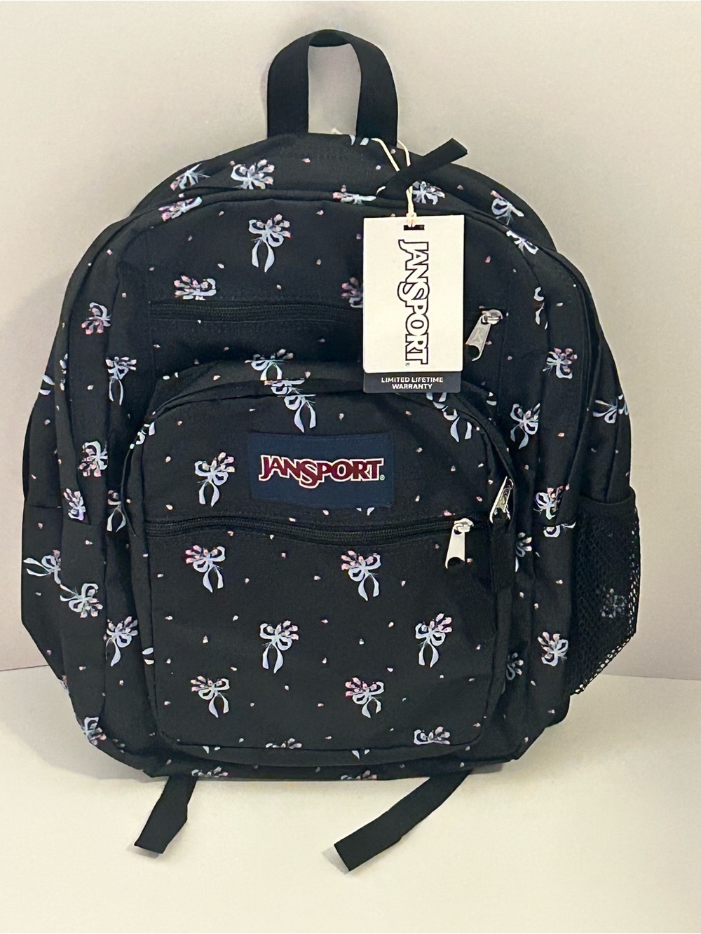 Jansport Big Student Cargo 17.5 backpack black with bows fits 15” laptop NWT - Picture 10 of 13